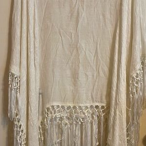 White sweater top with fringe
